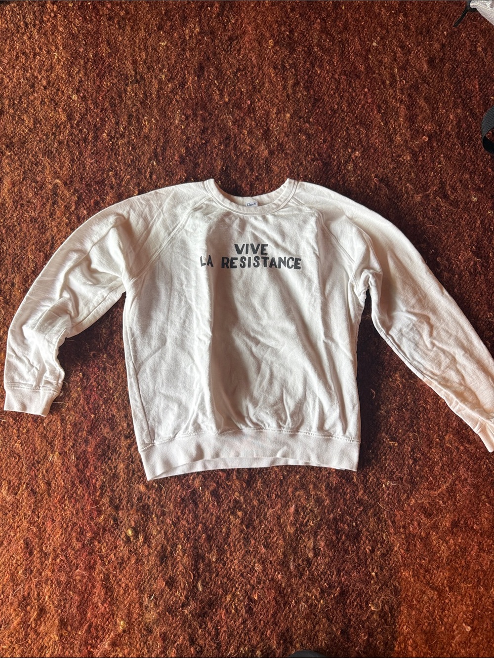 White 'Vive La Resistance' Crewneck Sweatshirt